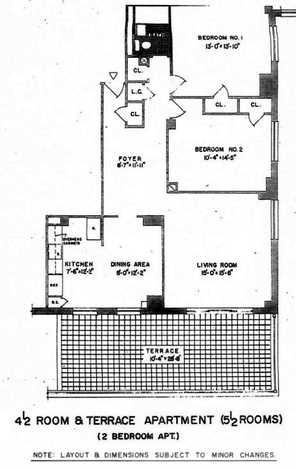 layout of 2 Bedroom with Terrace